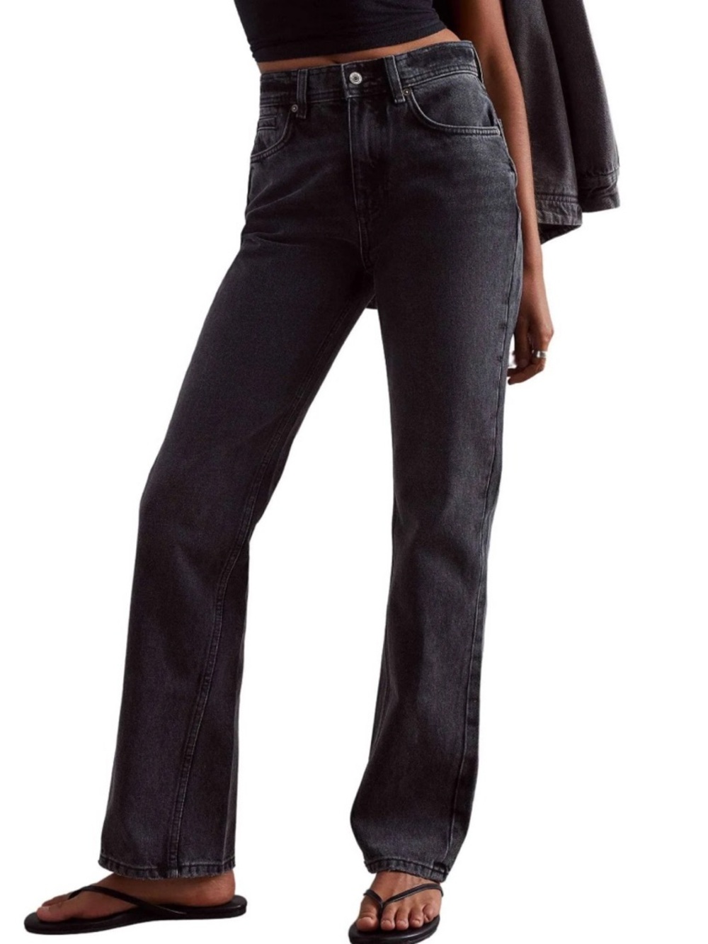 Free People/We the Free Xena High Rise Black Slim Straight Jeans- Size 30